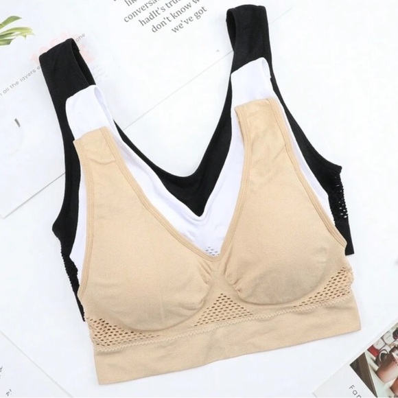 3 pc Seamless Super Soft & Comfort Bra Set - Black, White, Tan - Picture 1 of 9